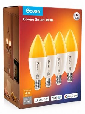 Govee Smart Bulb (4-Pack) – Warm Yellow Smart LED Candle Bulbs